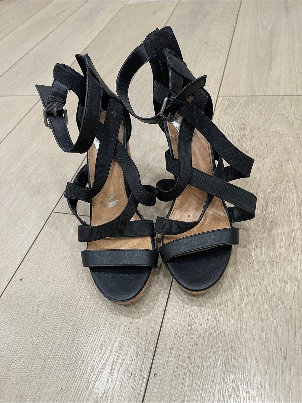 Report Black Strappy High Heel Sandals with Ankle Buckle